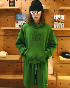 LS Embroidered Hoodie Green